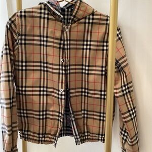 REVERSIBLE - Burberry Kids Beige Plaid Hooded Raincoat